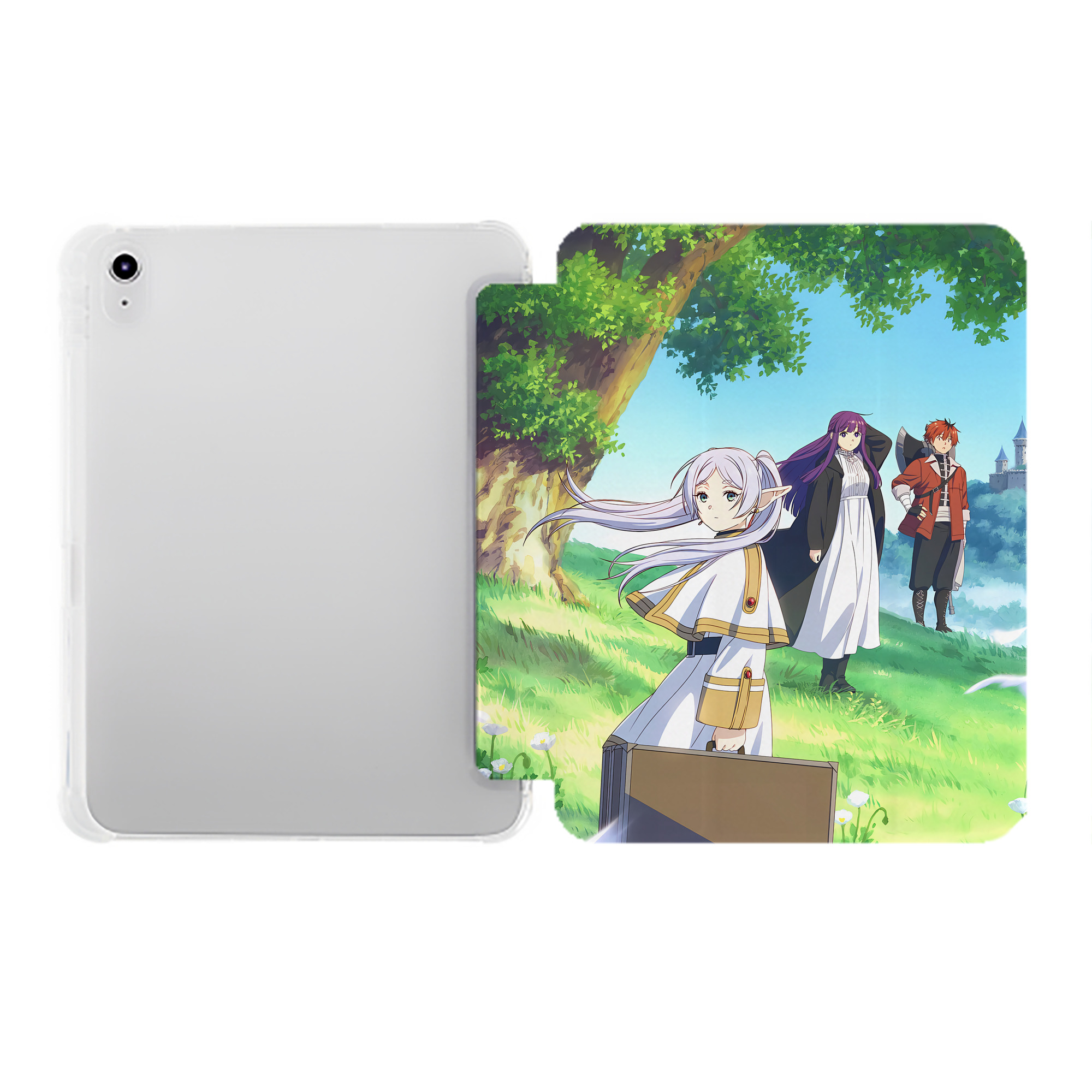 （画像用） 葬送のフリーレン Frieren IPad ケース ペン収納付き 三つ折りスタンド PUレザー×シリコン 対応機種9.5/10.5/10.9インチ